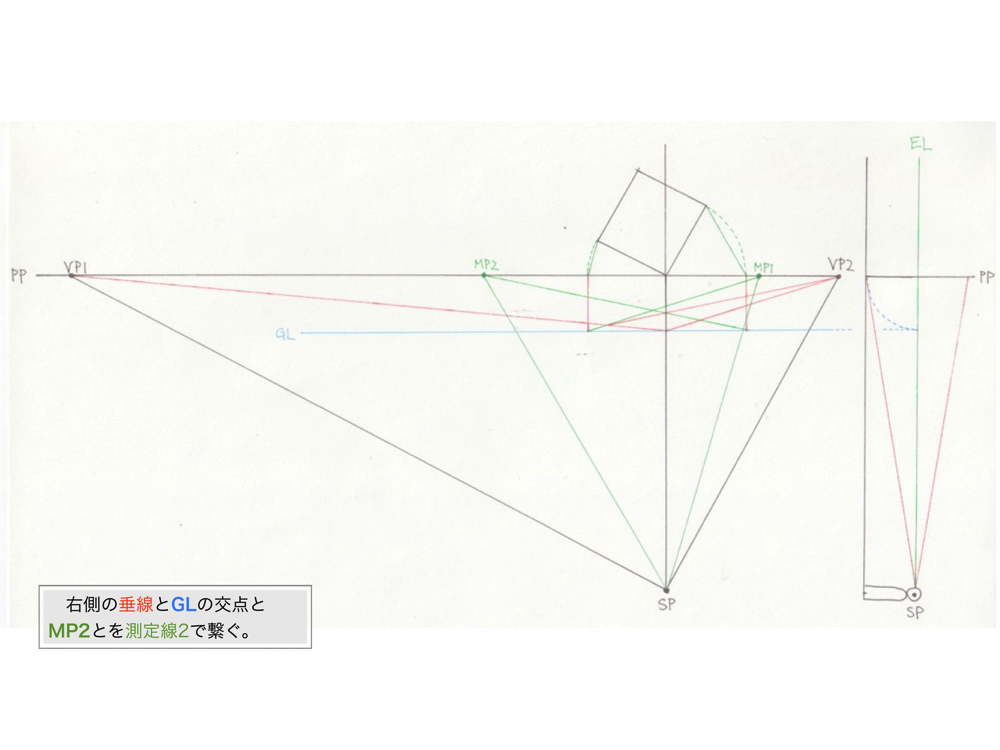 2点透視図法・M点法10